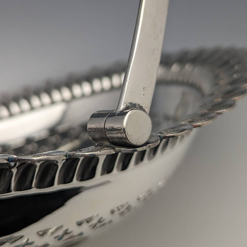 1902 British antique silver plate large basket Walker and Hall